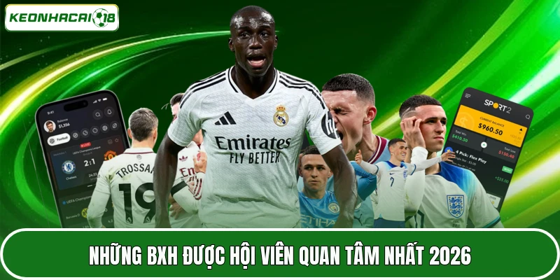 Những BXH được hội viên quan tâm nhất 2026